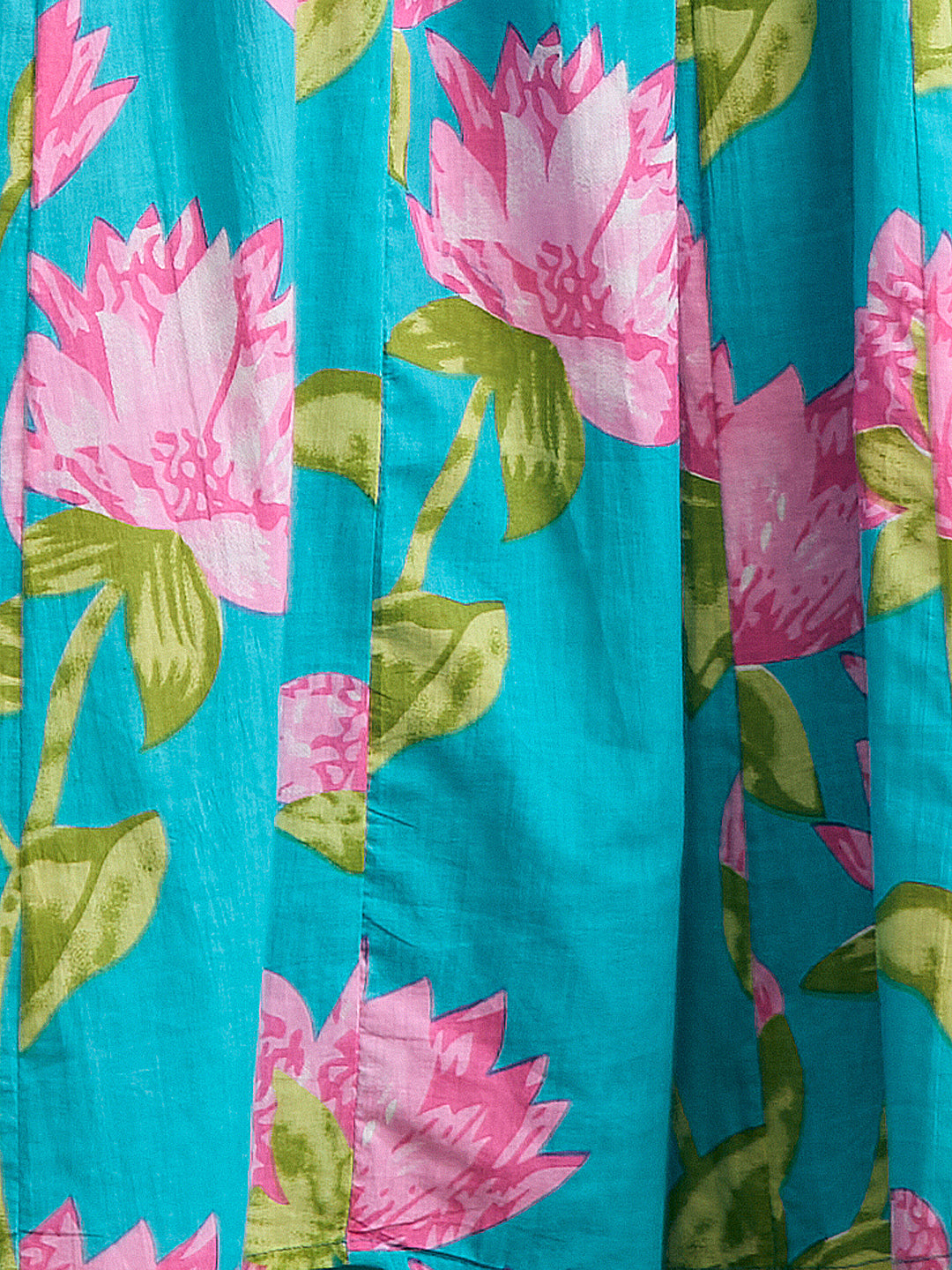 Floral Printed & Embroidered A-Line Paneled Kurta with Palazzo & Dupatta - Sea Green