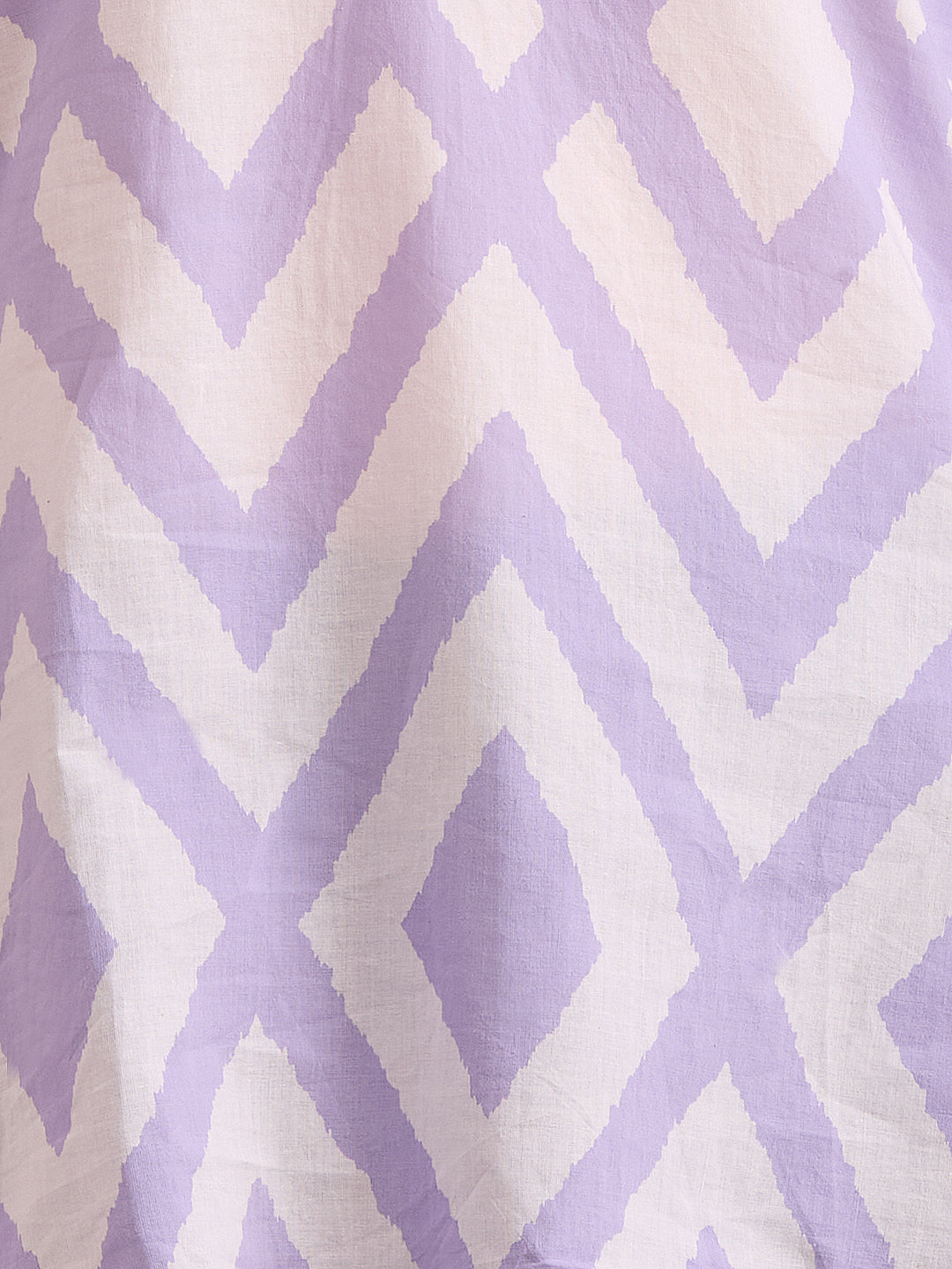 Ethnic Chevron Printed A-Line Short Kurti - Off White