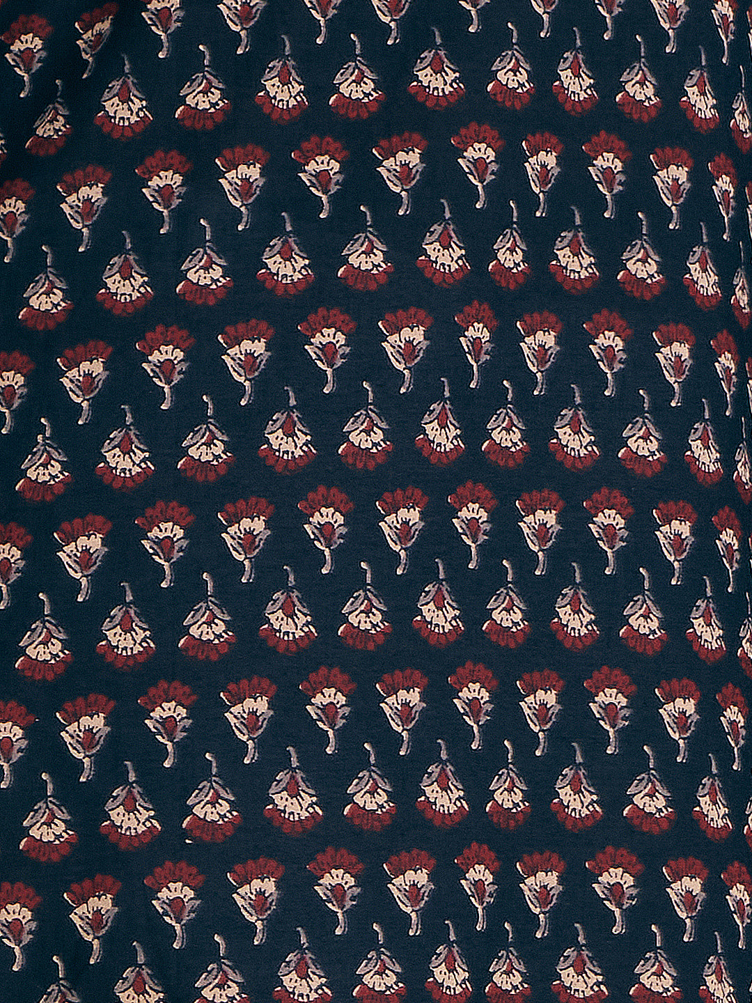 Ethnic Floral Printed & Embroidered A-Line Kurta - Black