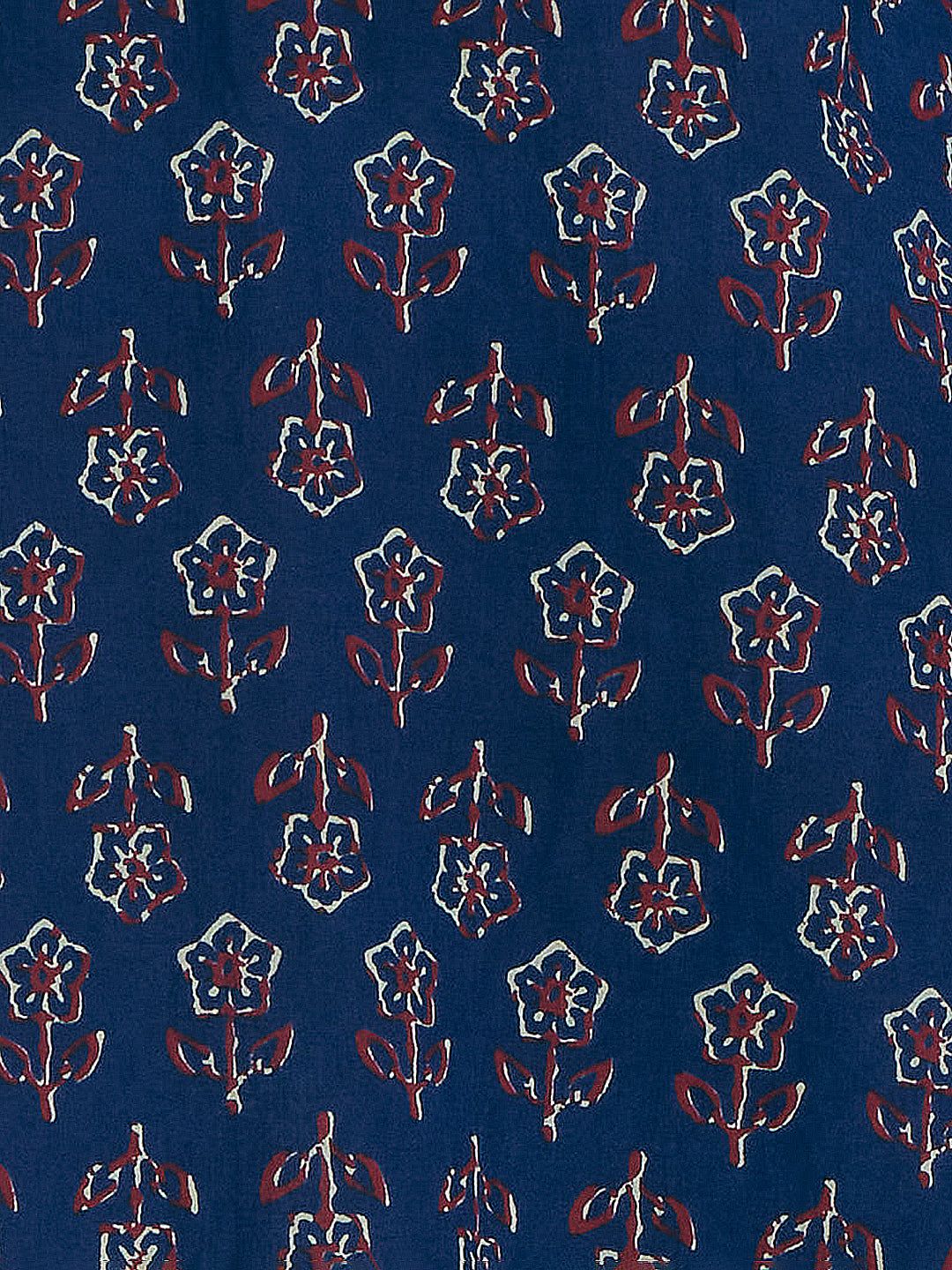 Ethnic Floral Printed & Embroidered A-Line Kurta - Blue