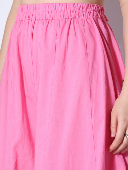 Ethnic Printed Embroidered Straight Fit Kurta with Palazzo and Dupatta - Pink