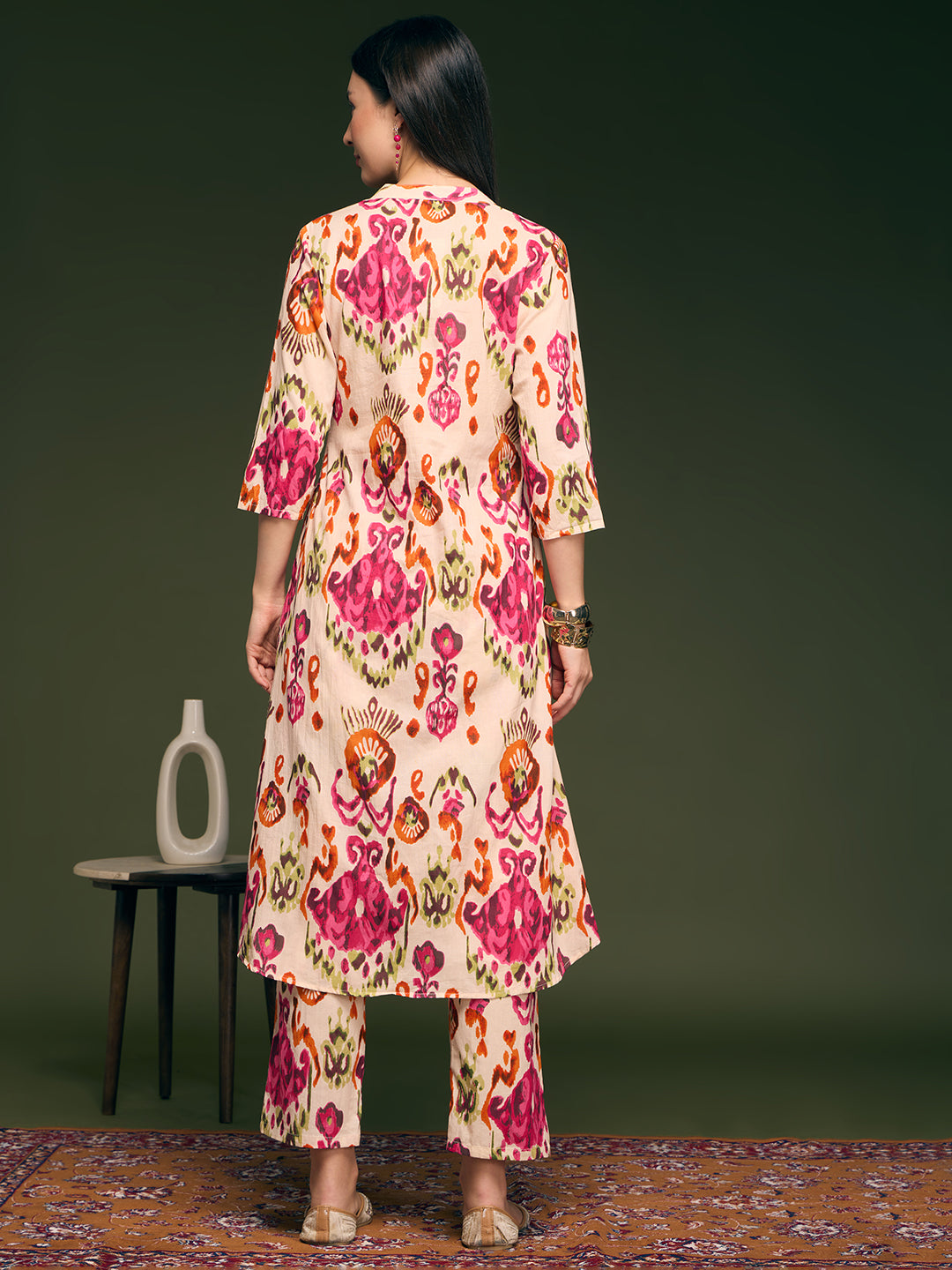 Abstract Ikat Printed A-Line Co-ord Set - Multi
