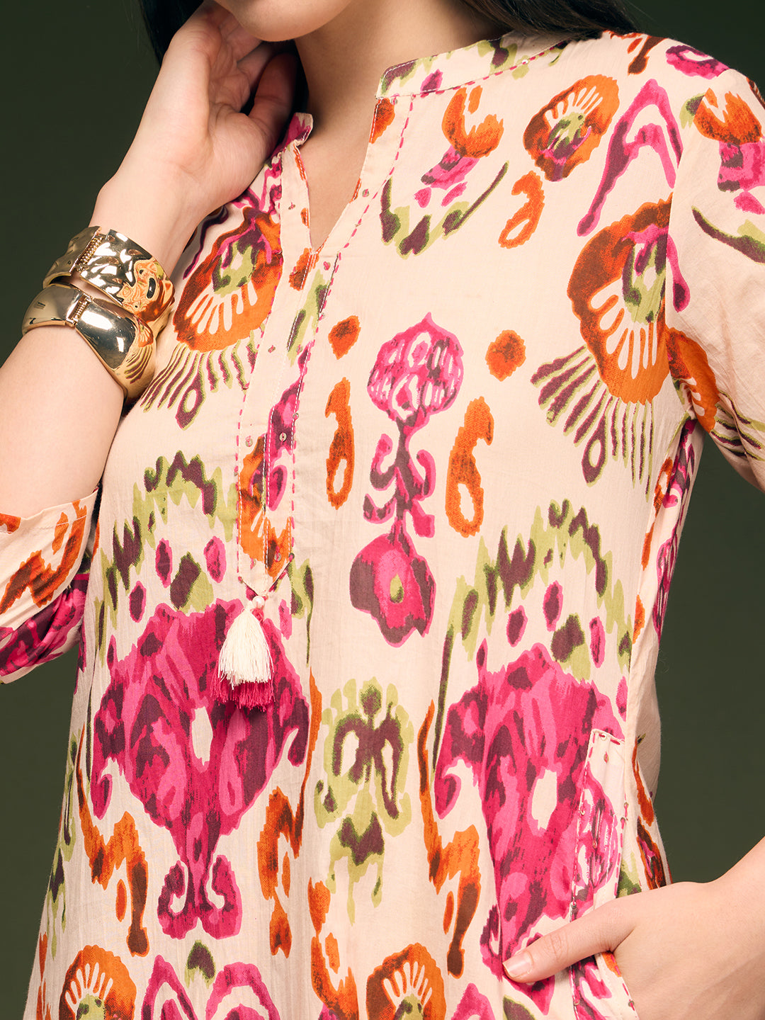 Abstract Ikat Printed A-Line Co-ord Set - Multi