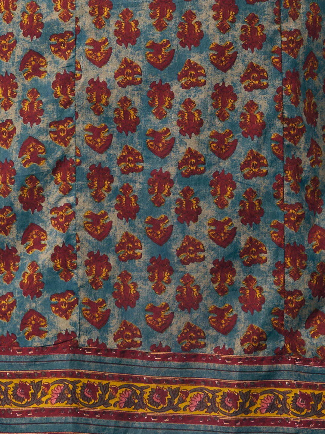 Ethnic Floral Printed Straight Fit Kurta with Pant and Dupatta - Teal