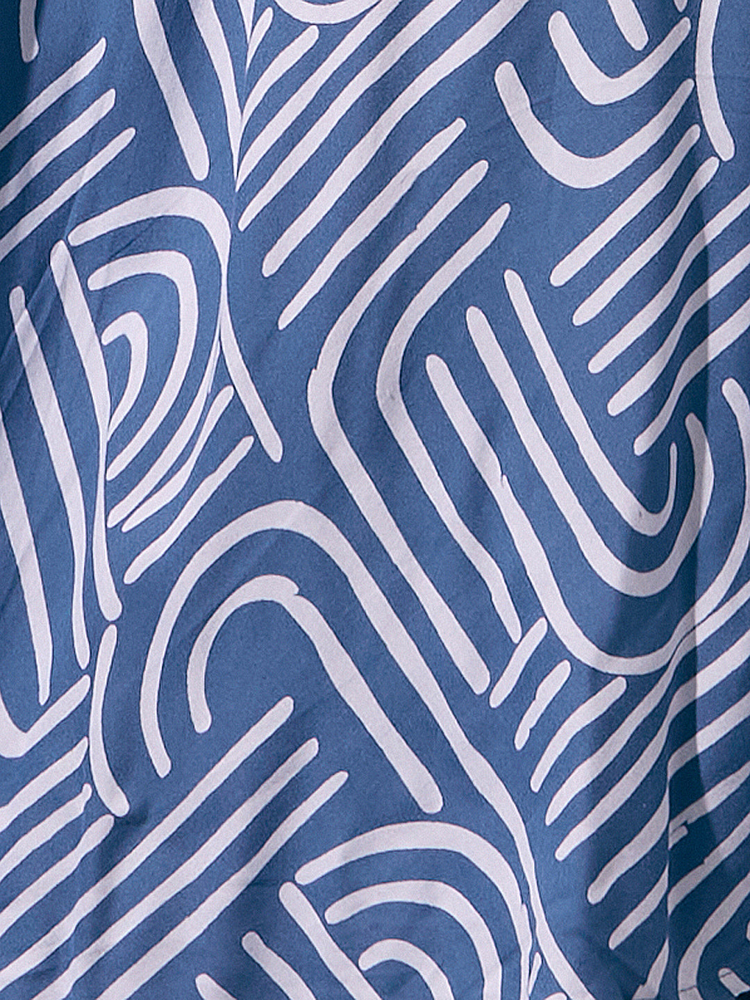 Abstract Printed A-Line Fit & Flared Maxi Dress - Blue
