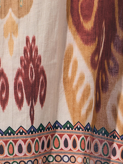 Ethnic Ikat Printed Straight Fit Kurta - Multi