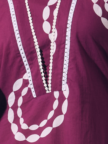 Abstract Printed A-Line Co-ord Set - Purple