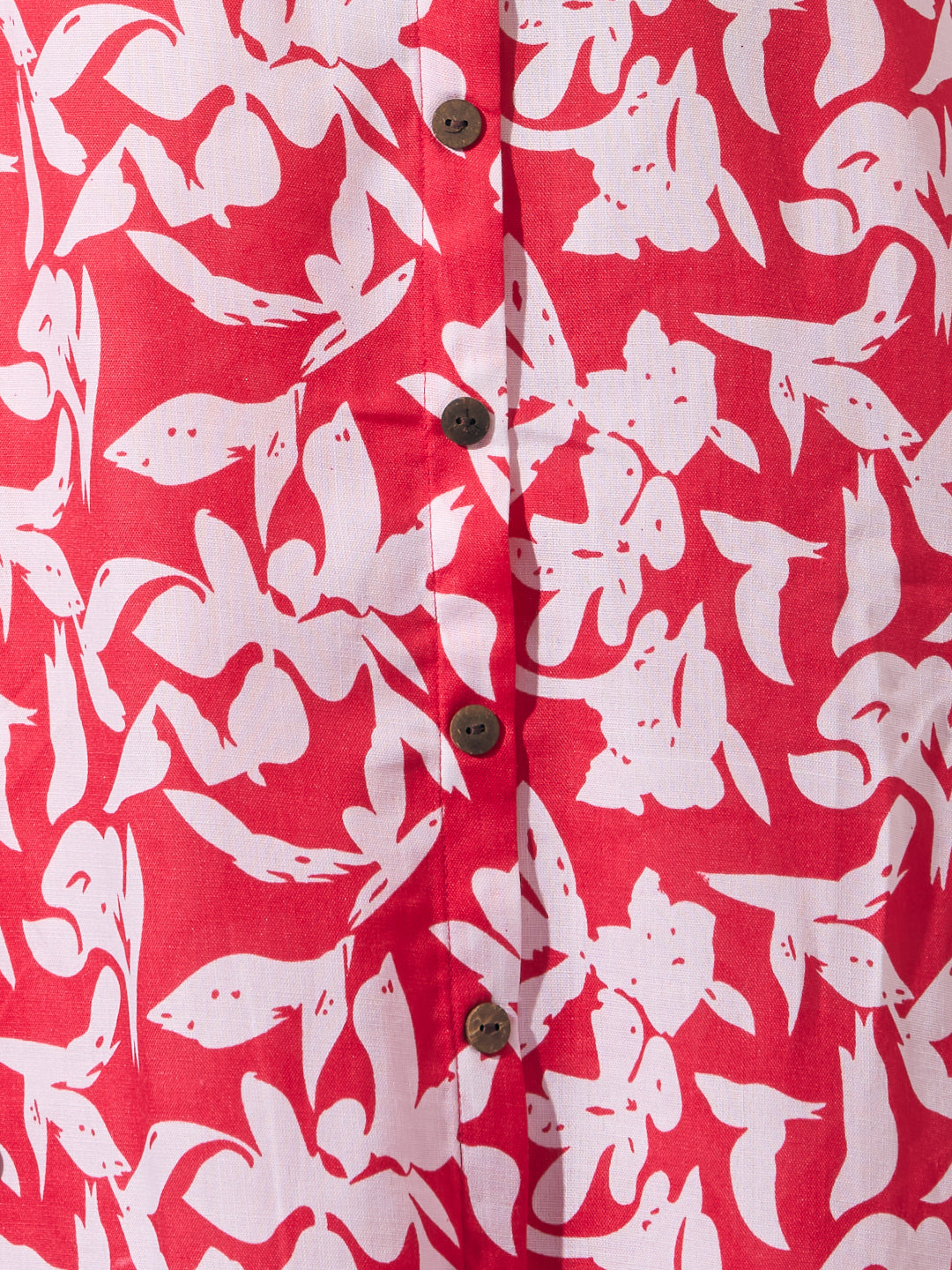 Abstract Floral Printed A-Line Co-ord Set - Red