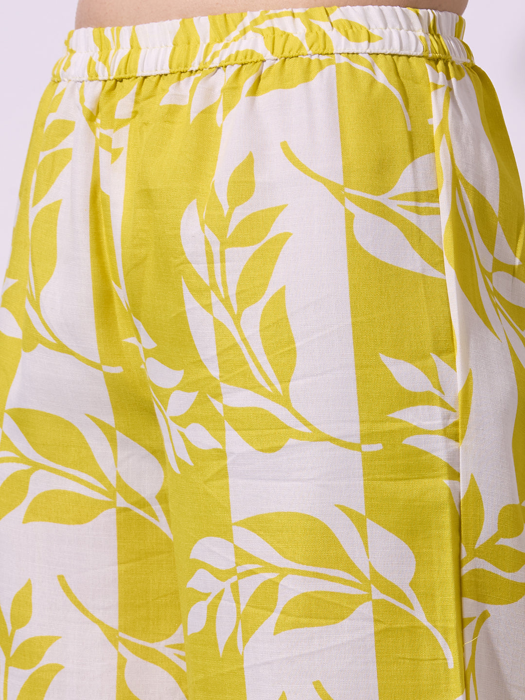 Abstract Floral Printed A-Line Co-ord Set - Yellow