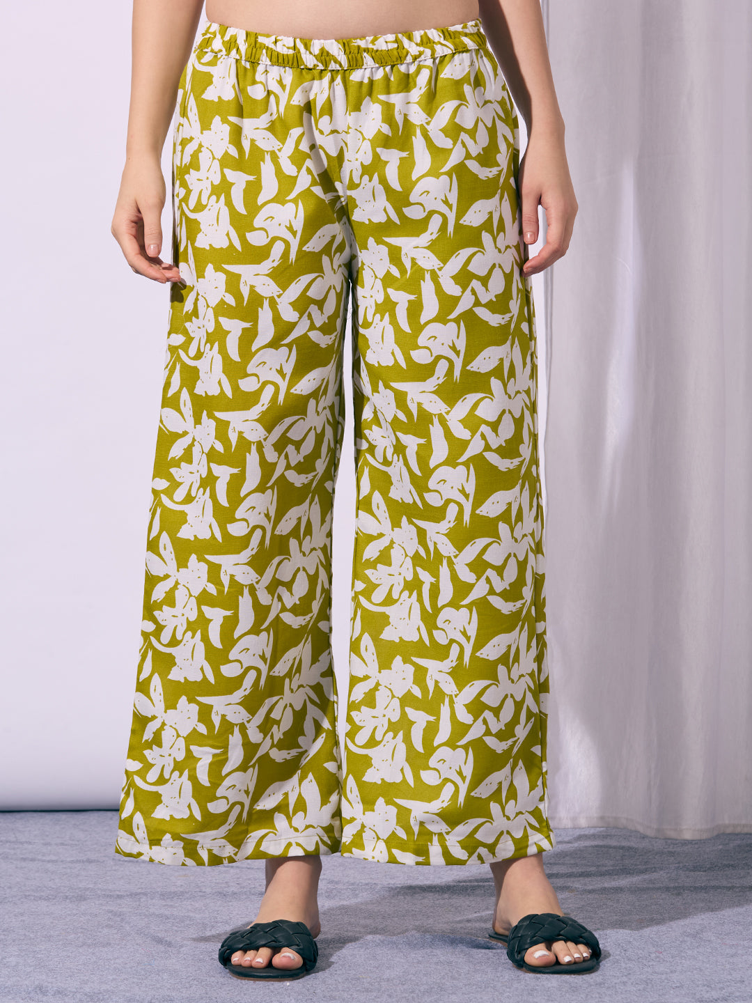 Abstract Floral Printed A-Line Co-ord Set - Green