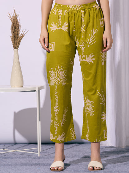 Abstract Printed A-Line Co-ord Set - Green