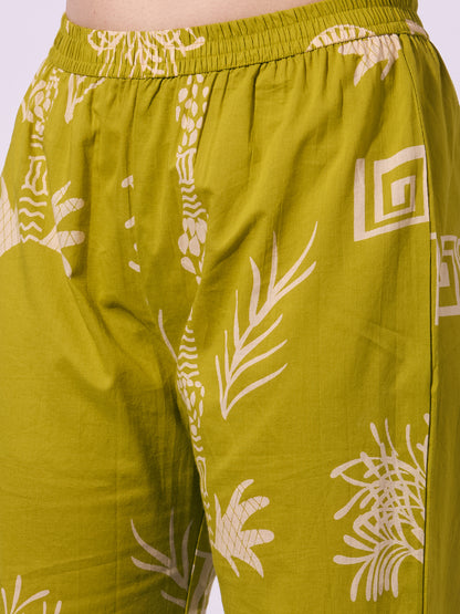 Abstract Printed A-Line Co-ord Set - Green