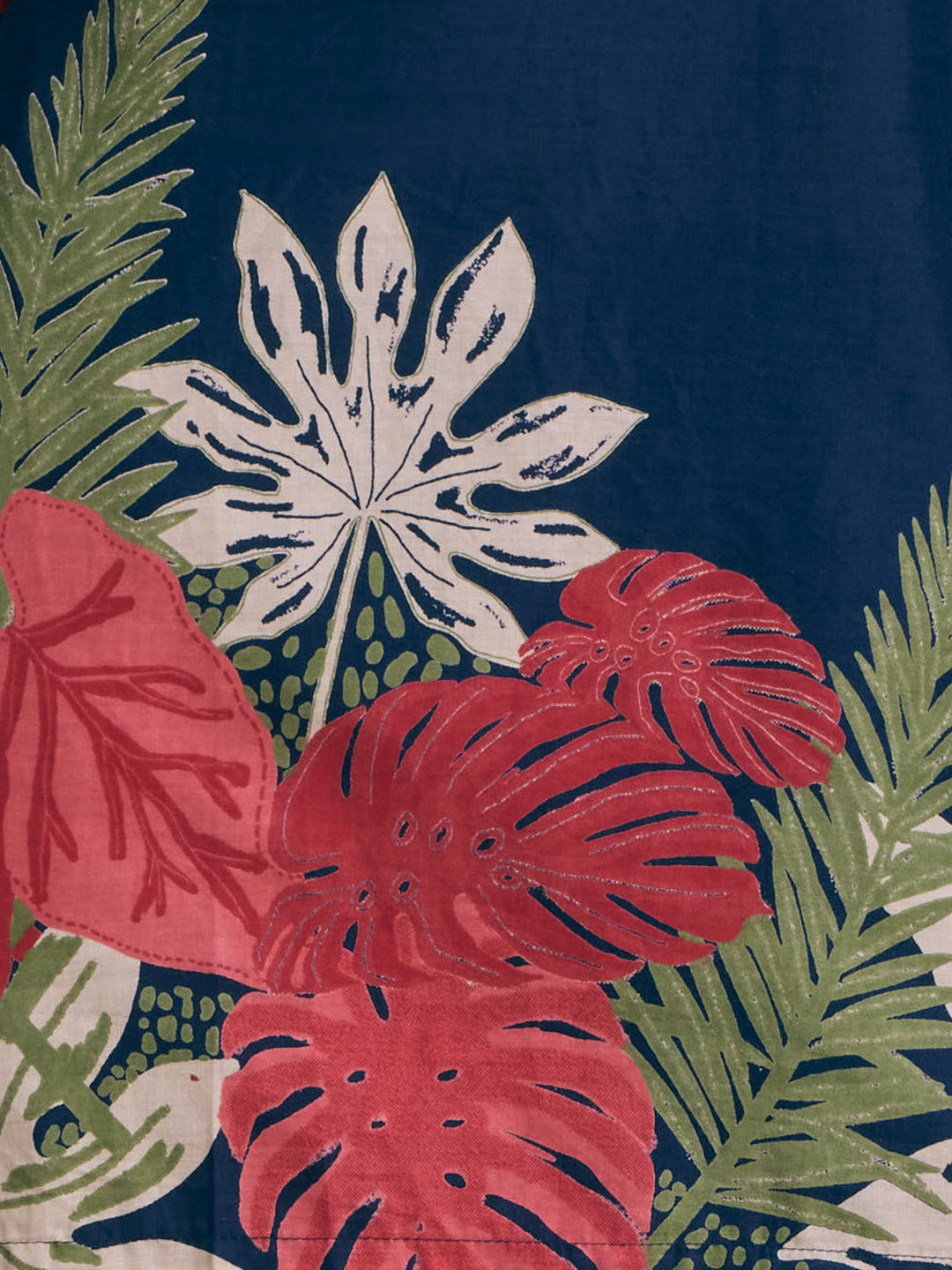 Abstract Floral Printed Straight Fit Co-ord Set - Navy Blue