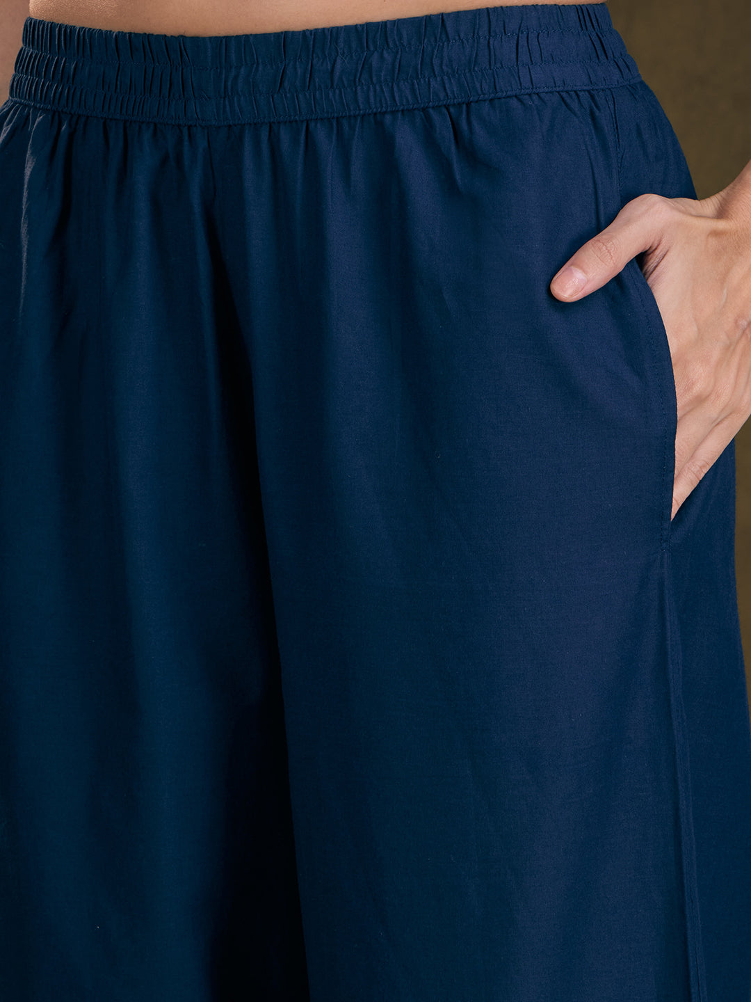 Abstract Floral Printed Straight Fit Co-ord Set - Navy Blue