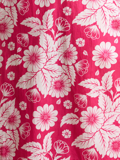 Abstract Floral Printed Straight Fit Co-ord Set - Pink
