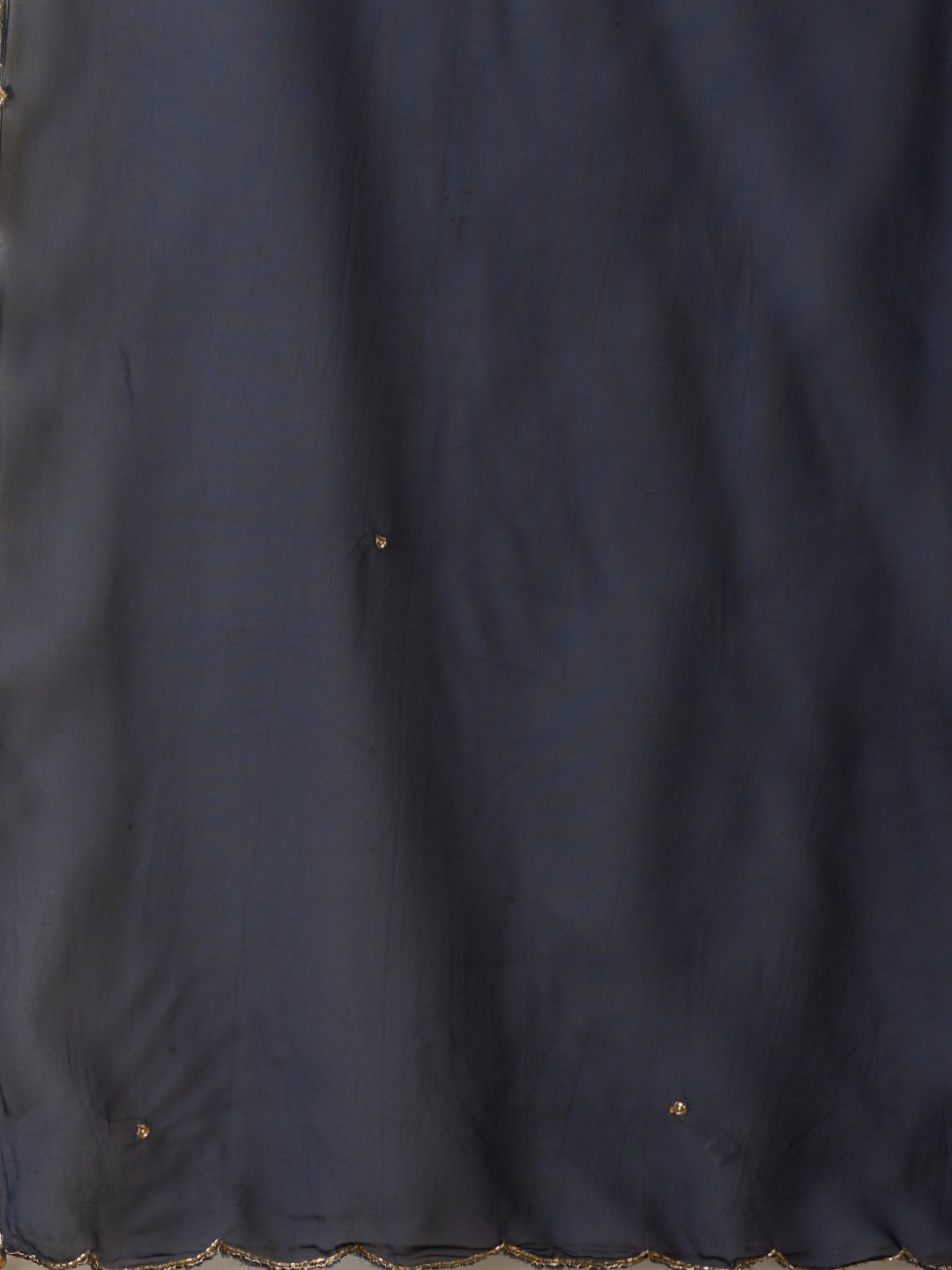 Solid Ethnic Hand Embroidered Straight Kurta with Palazzo & Dupatta - Navy Blue