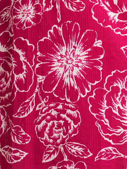 Abstract Floral Printed Straight Fit Kurta - Pink