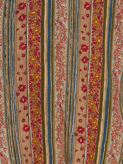 Ethnic Floral & Stripes Printed Embroidered Straight Fit Kurta - Multi
