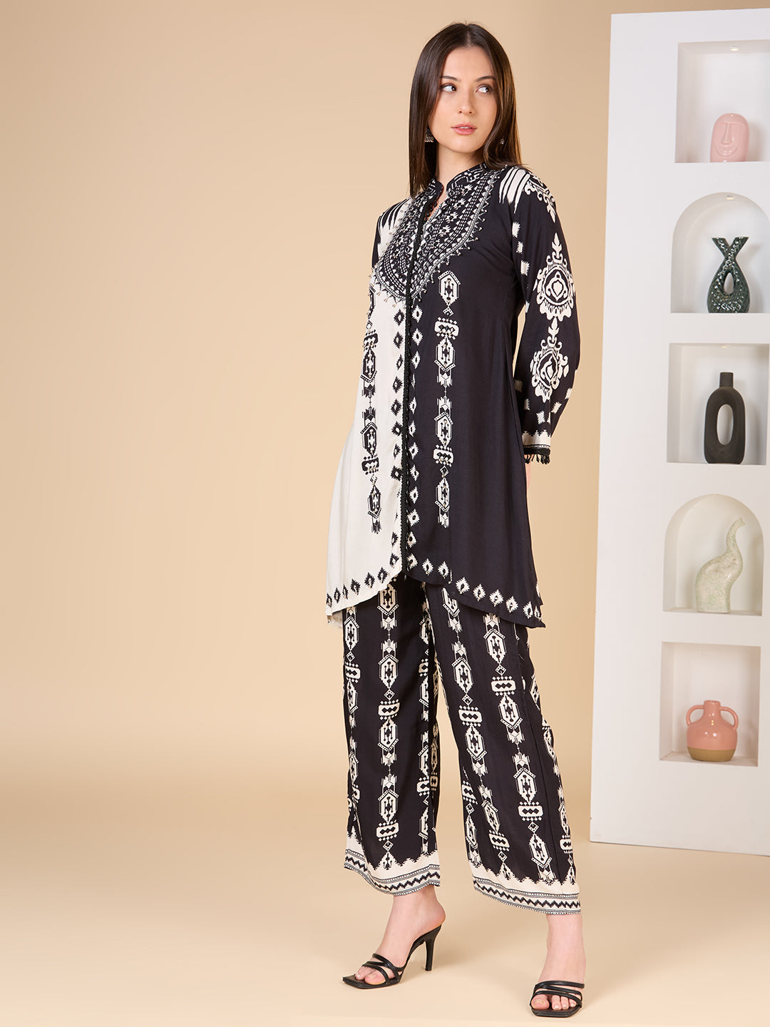 Ethnic Tribal Printed A-Line Co-ord Set - Multi