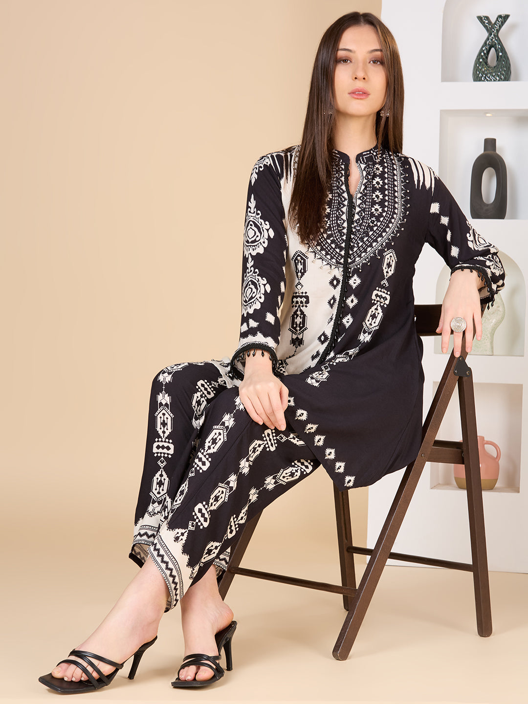 Ethnic Tribal Printed A-Line Co-ord Set - Multi