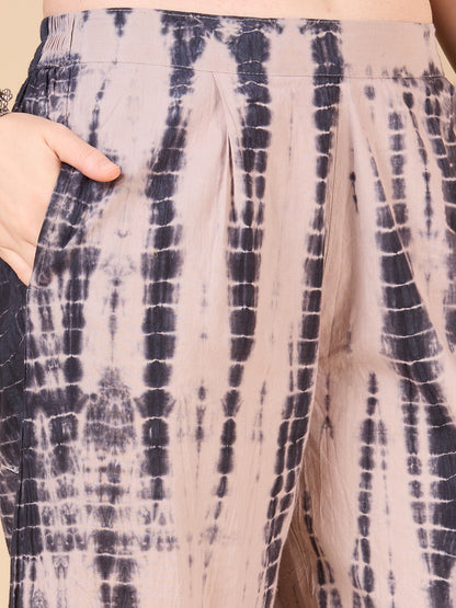 Shibori Printed A-Line Co-ord Set - Dark Grey