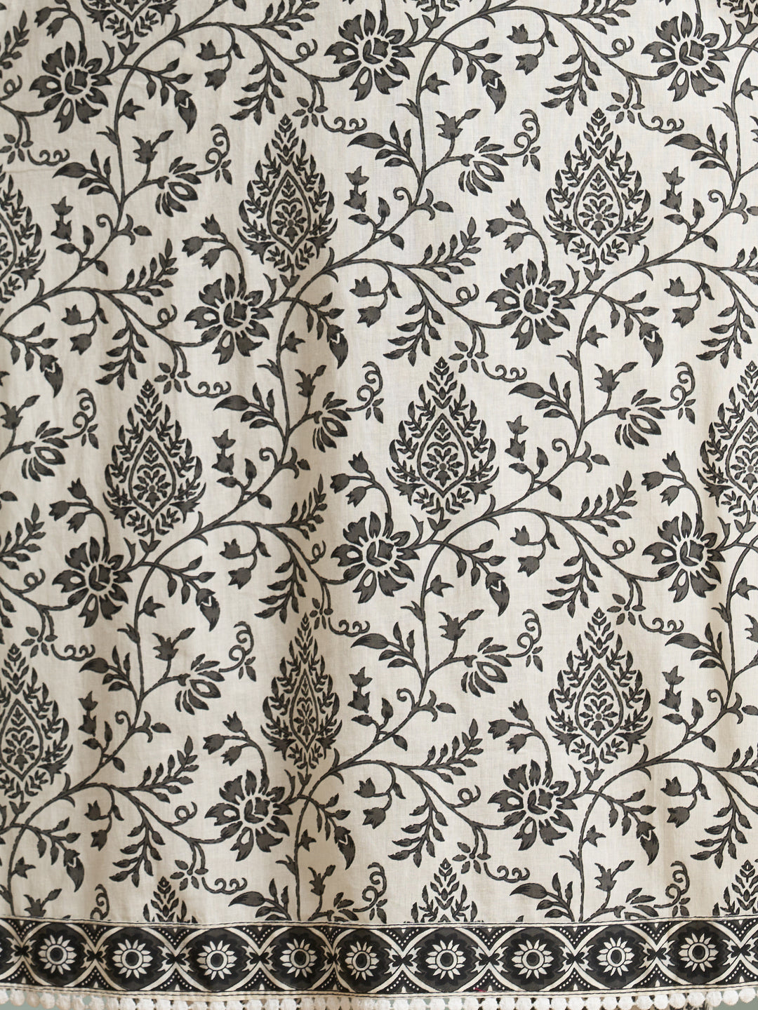 Ethnic Floral Printed & Embroidered Straight Kurta with Pant & Dupatta - White