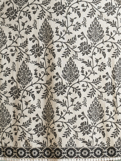Ethnic Floral Printed & Embroidered Straight Kurta with Pant & Dupatta - White