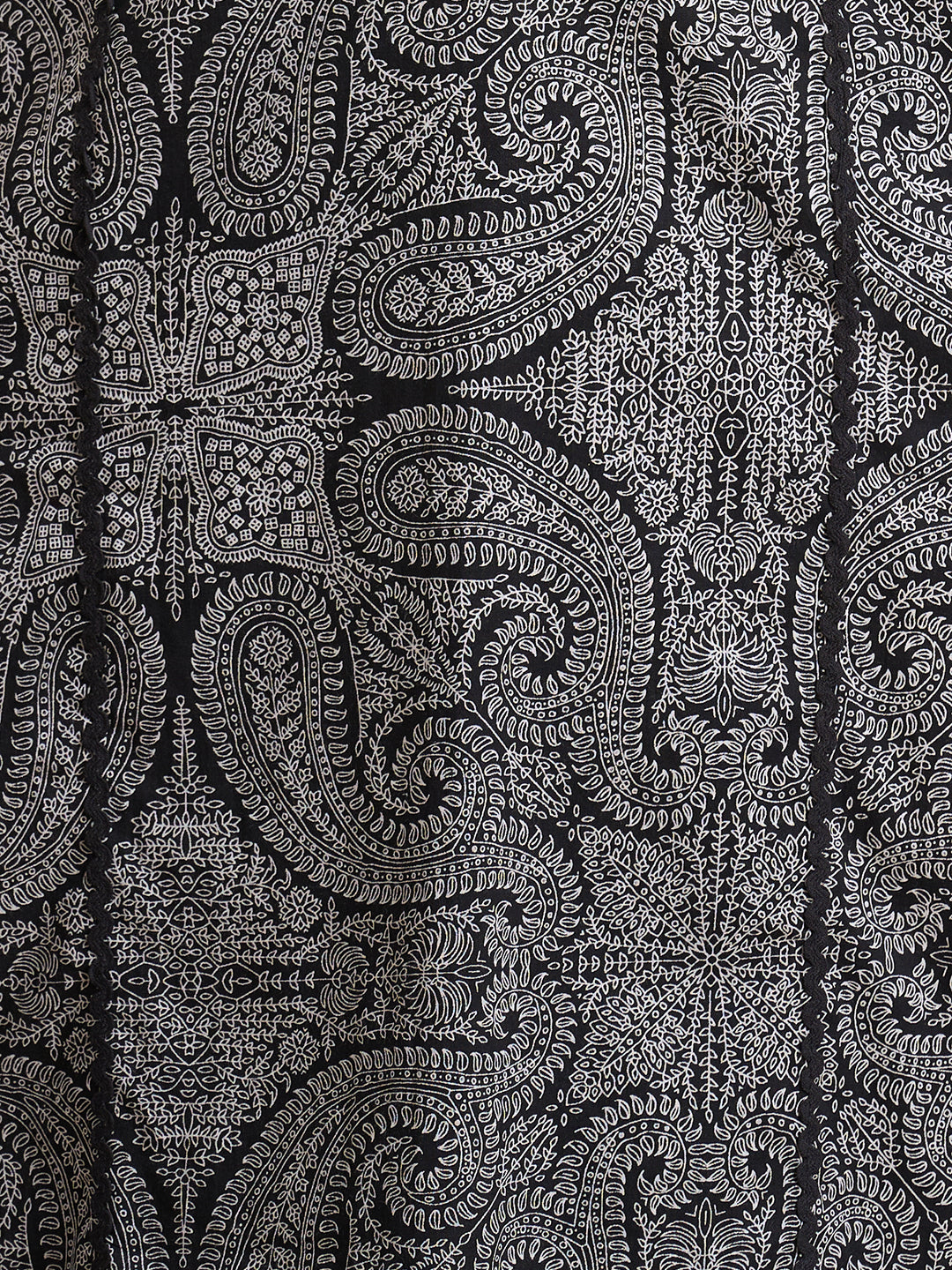 Ethnic Floral Printed Embroidered Straight Fit Kurta with Pant and Dupatta - Black