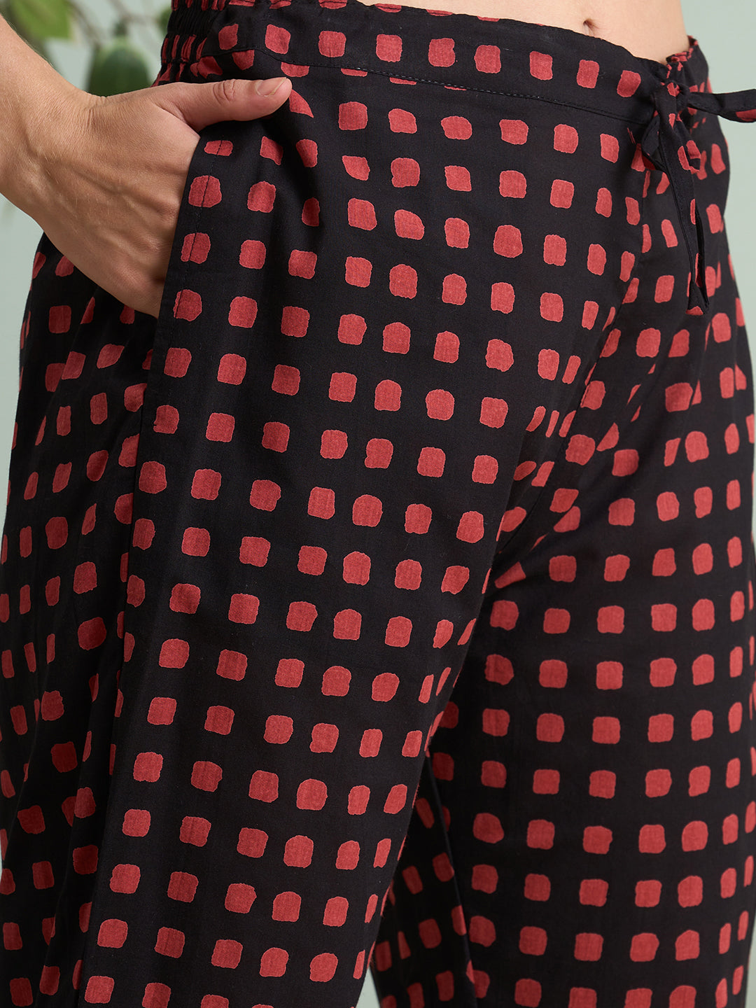 Ethnic Printed Embroidered Straight Fit Kurta with Pant and Dupatta - Black