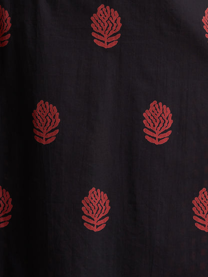 Ethnic Printed Embroidered Straight Fit Kurta with Pant and Dupatta - Black