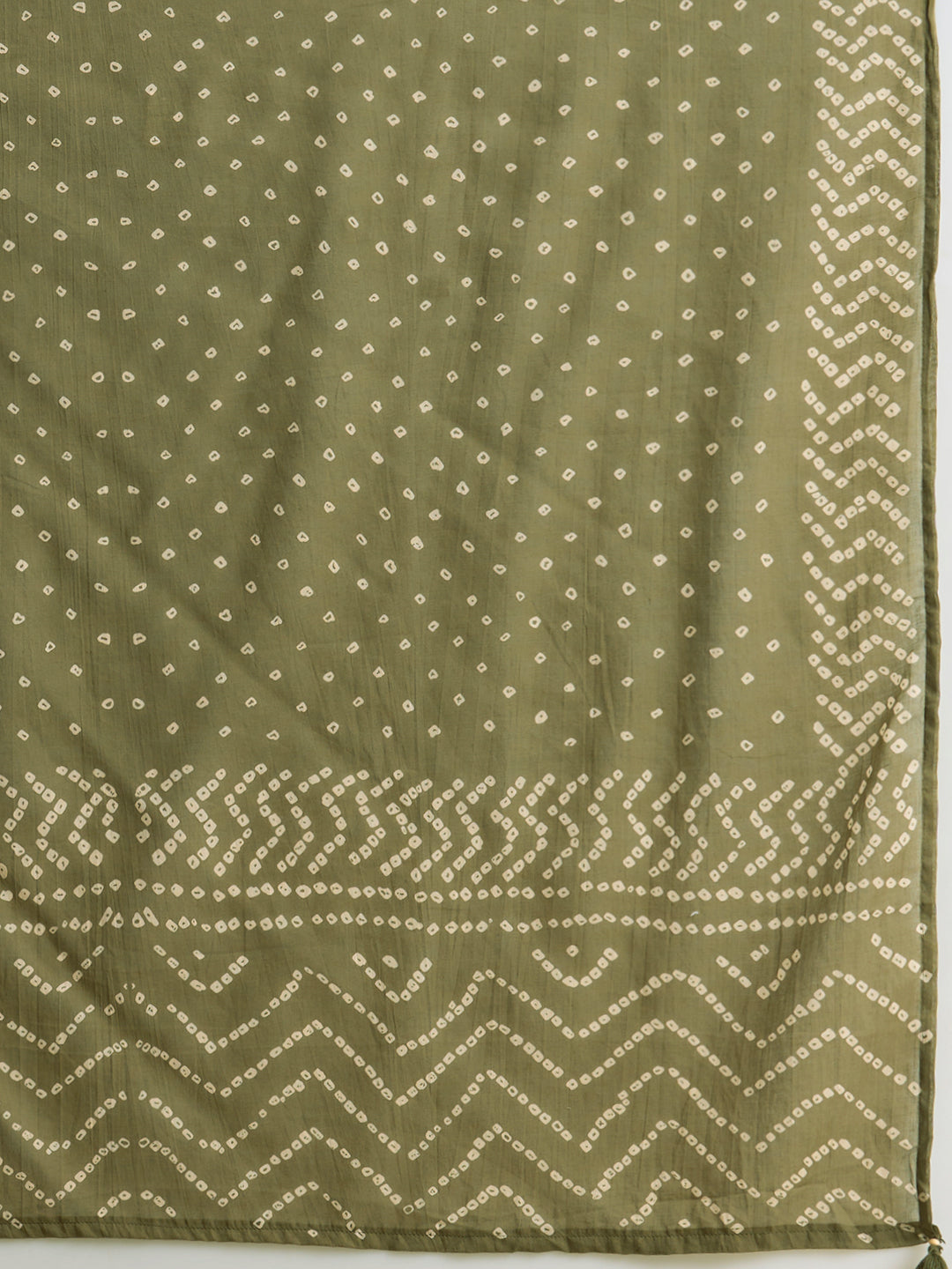 Bandhani Printed Straight Fit Kurta with Palazzo and Dupatta - Green