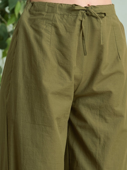 Bandhani Printed Straight Fit Kurta with Palazzo and Dupatta - Green