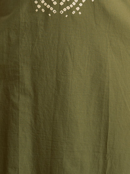 Bandhani Printed Straight Fit Kurta with Palazzo and Dupatta - Green