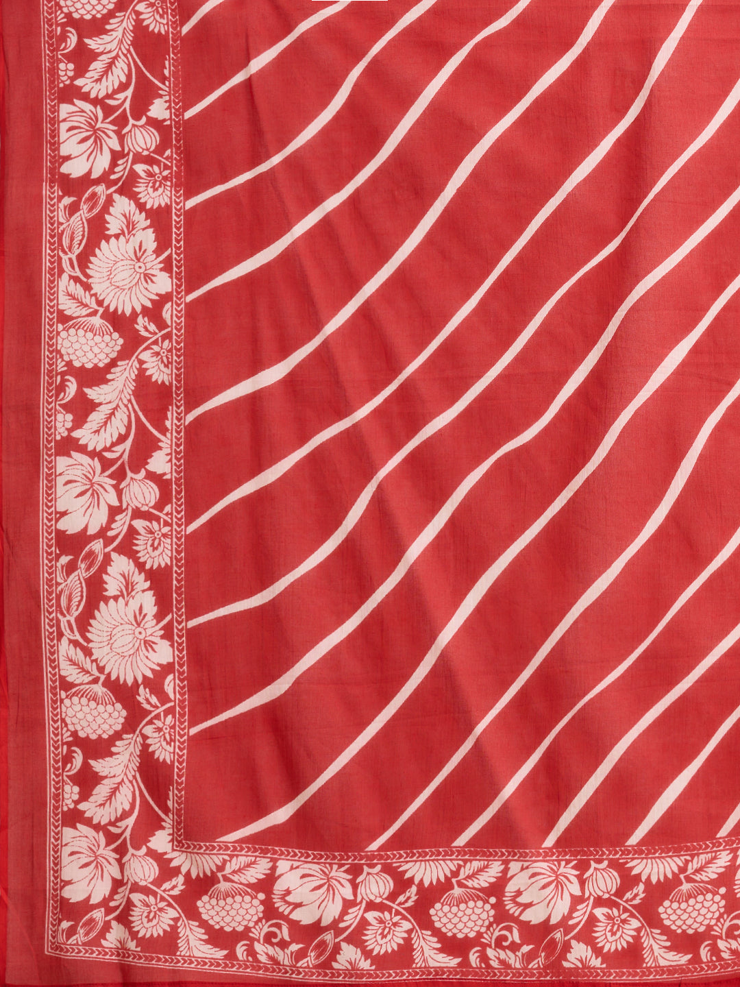 Leheriya Printed & Embroidered Straight Kurta with Pant & Dupatta - Red
