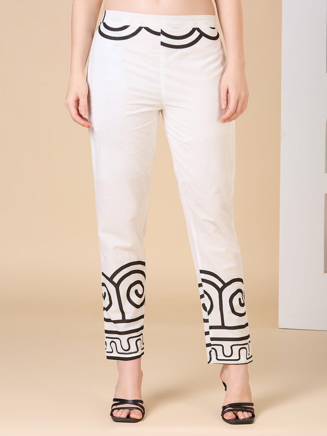 Abstract Geometric Printed A-Line Co-ord Set - White