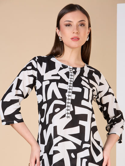 Abstract Printed A-Line Flared Co-ord Set - Multi