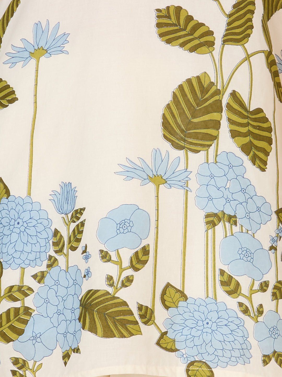 Solid Floral Printed & Hand Embroidered A-Line Co-ord Set - Cream