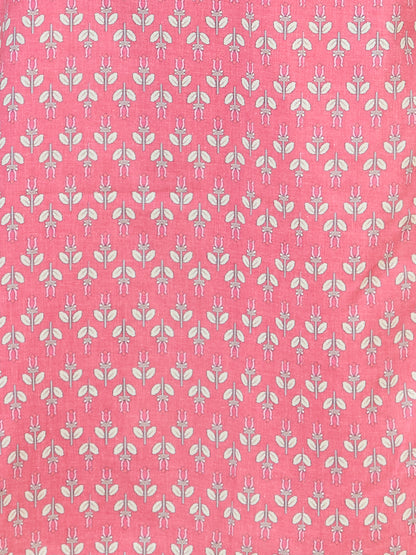 Ethnic Floral Printed & Embroidered Straight Fit Kurta with Pant- Pink
