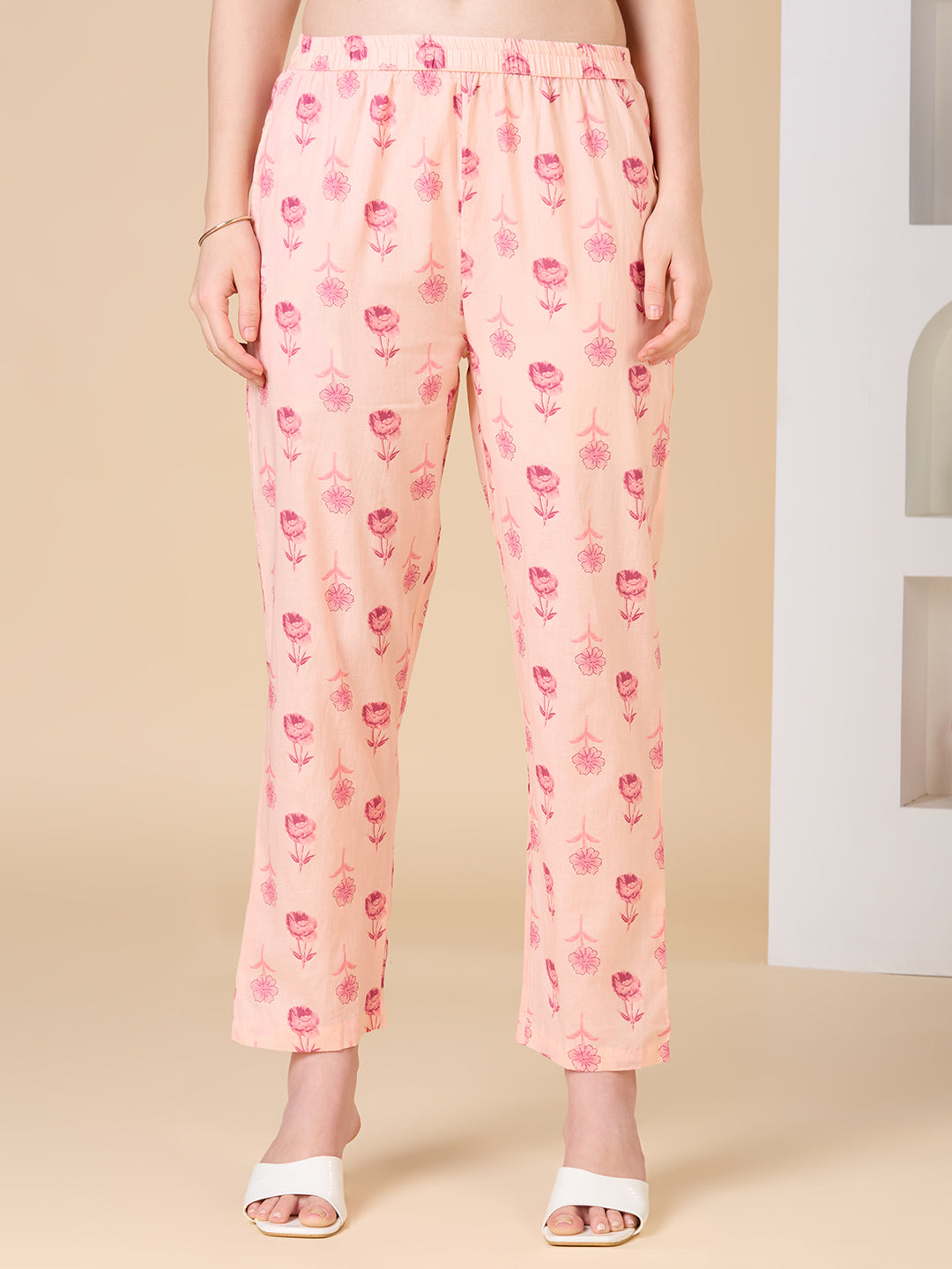 Floral Printed Embroidered Straight Fit Kurta with Pant and Dupatta - Pink