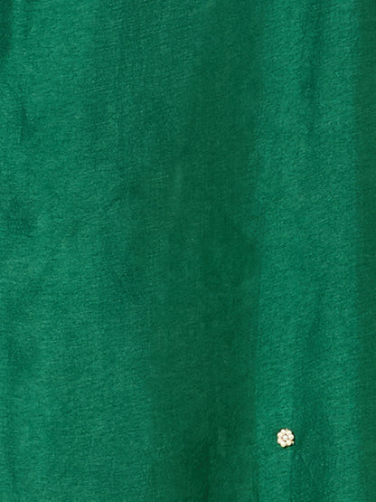 Floral Woven & Hand Embroidered Straight Kurta with Pant & Dupatta - Green