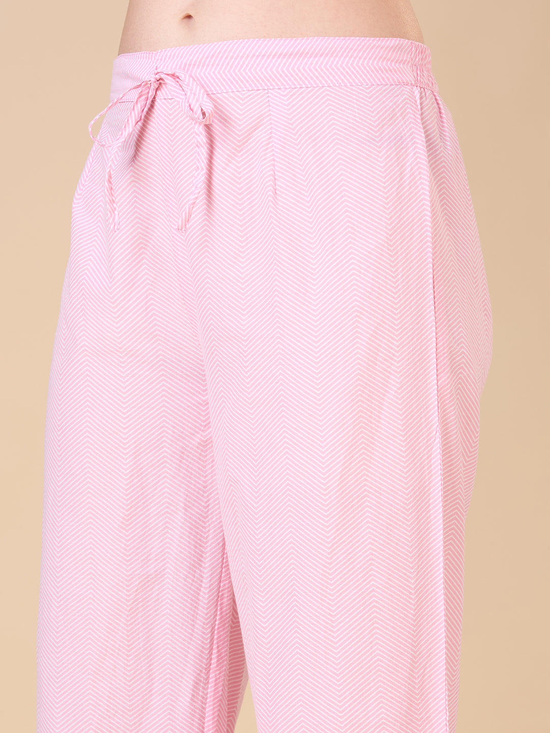 Floral Printed A-Line Shell Tucked Kurta with Palazzo & Dupatta - Pink