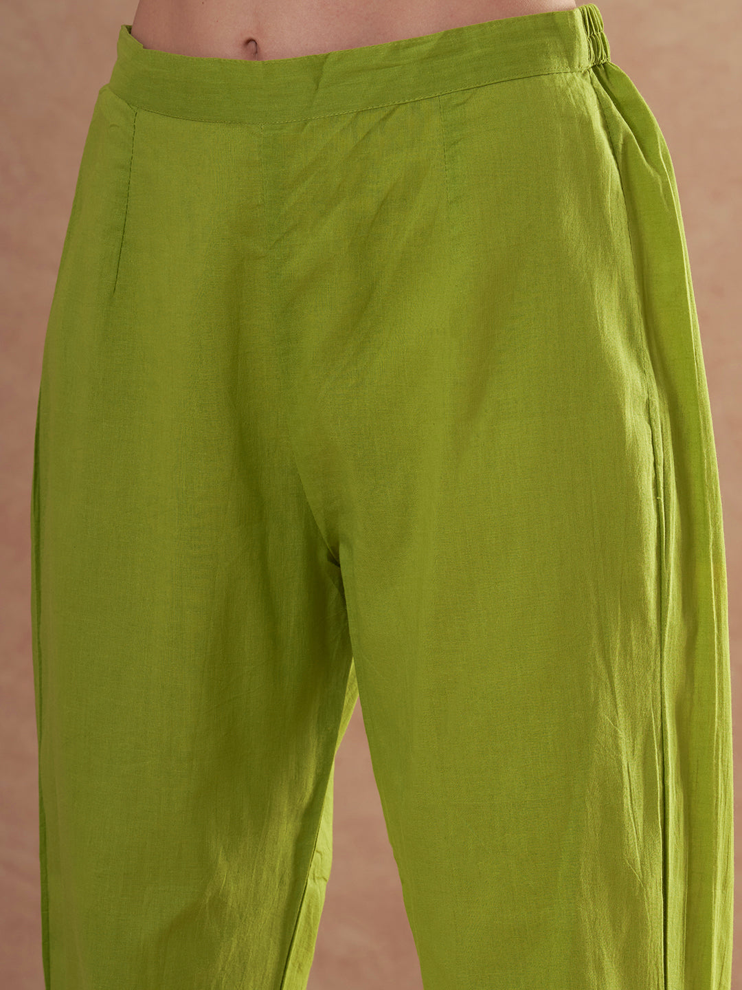 Ethnic Foil Stripes Printed A-Line Paneled Kurta with Pant - Multi