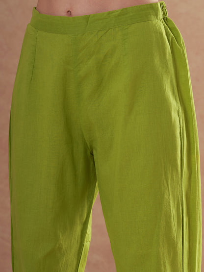 Ethnic Foil Stripes Printed A-Line Paneled Kurta with Pant - Multi