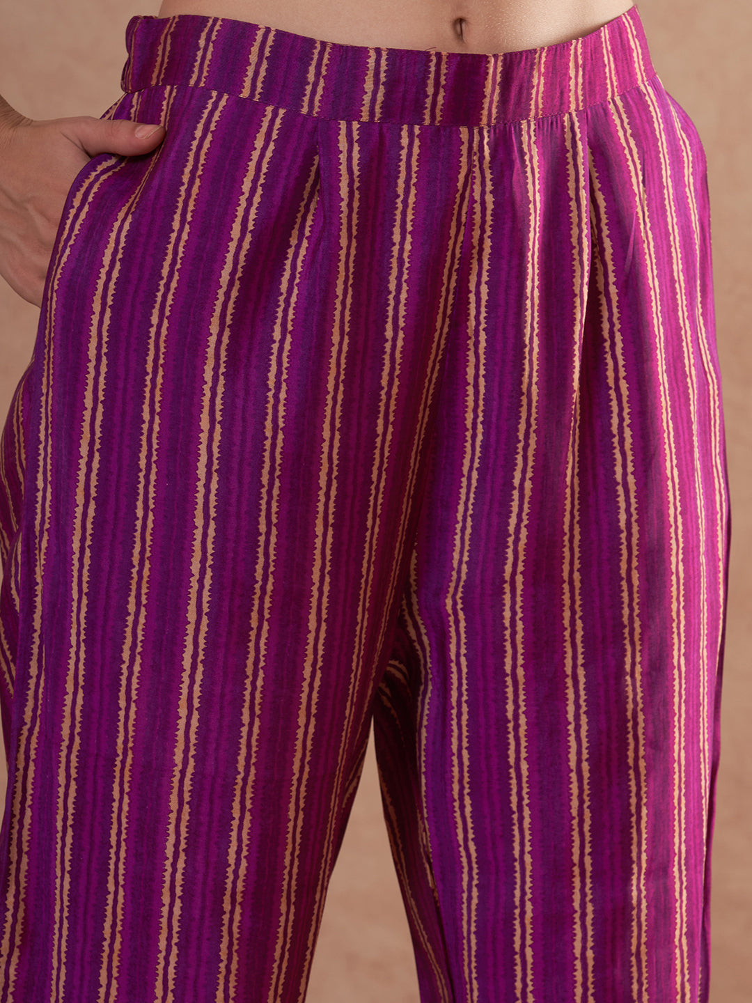 Floral Printed A-Line Embroidered Kurta with Pant & Dupatta - Burgundy