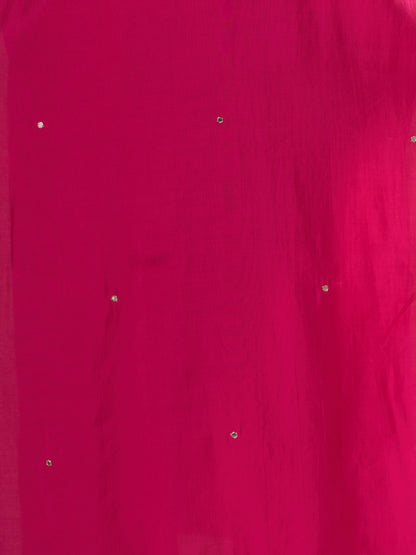 Solid Gota Patti Embroidered Straight Fit Kurta with Pant and Dupatta - Rani