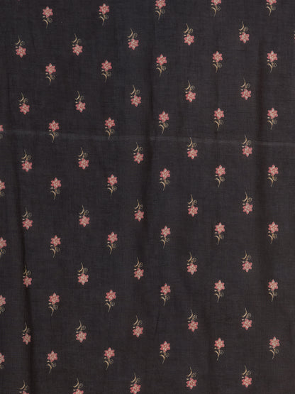 Ethnic Floral Printed Anarkali Flared Kurta with Palazzo and Dupatta - Black