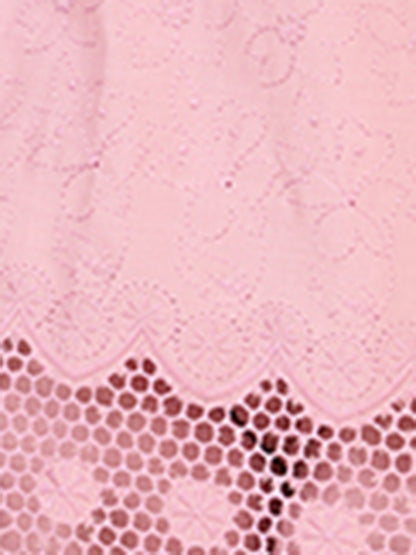 Floral Threadwork Embroidered A-Line Kurta with Pant - Pink