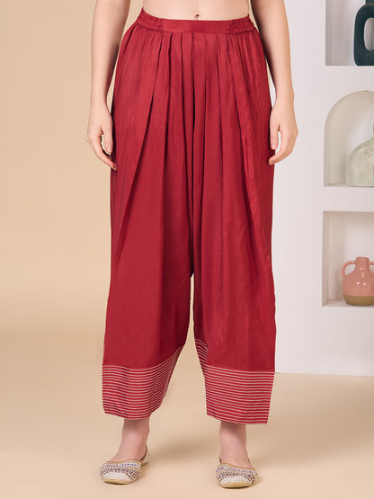 Ethnic Floral Woven Straight Fit Kurta with Salwar and Dupatta - Off White