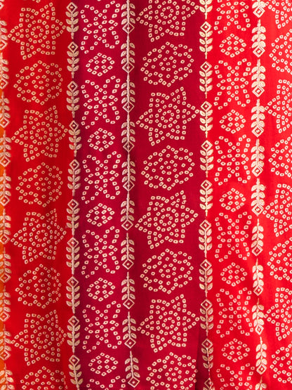 Bandhani Printed Embroidered Straight Fit Kurta - Multi