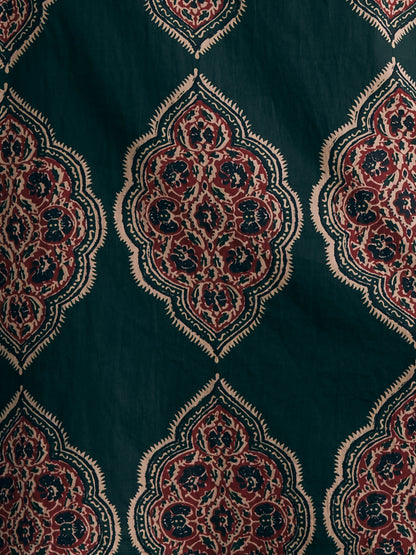 Ethnic Floral Printed A-Line Co-ord Set - Green